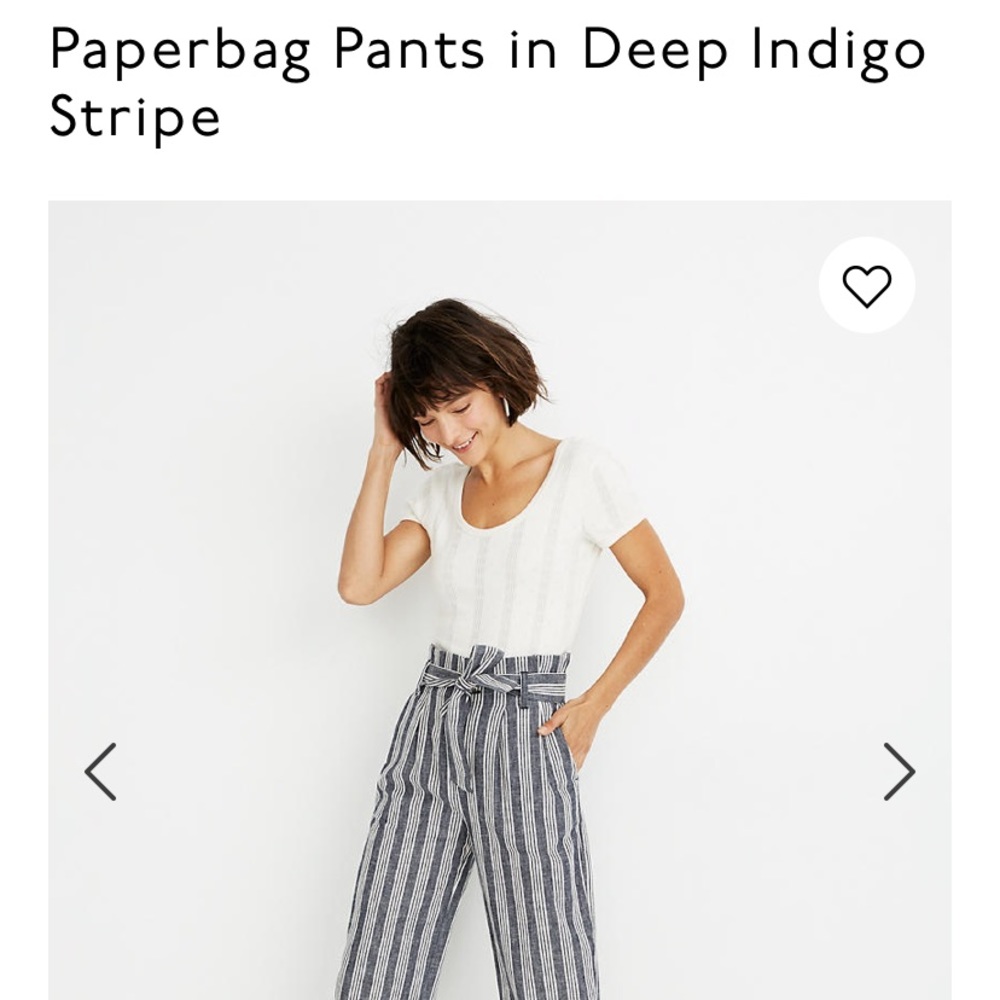 Madewell Paperbag Pants in Deep Indigo Stripe